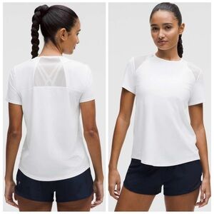 Lululemon Sculpt Short Sleeve Shirt White Top Shirt Athletic Workout Sz M